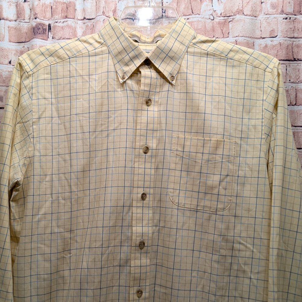 L.L. Bean Shirt Yellow Plaid Button Down Size Medium - Picture 4 of 13